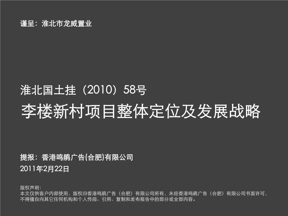 李楼新村项目整体定位及发展战略